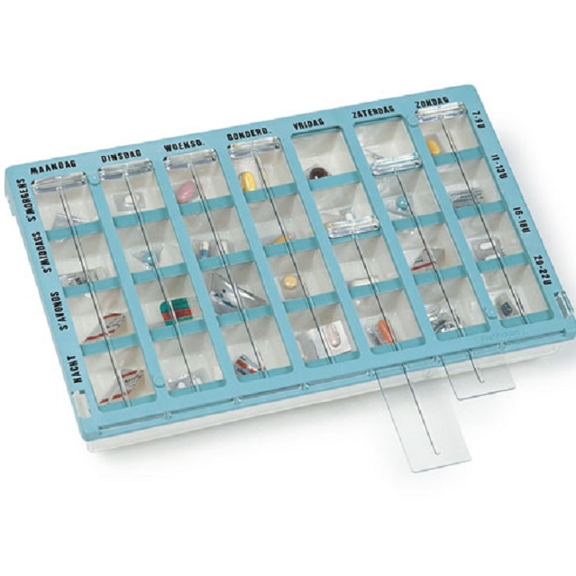 Medicijn weekcassette (Medicijncassette met aanpasbare vakindeling)